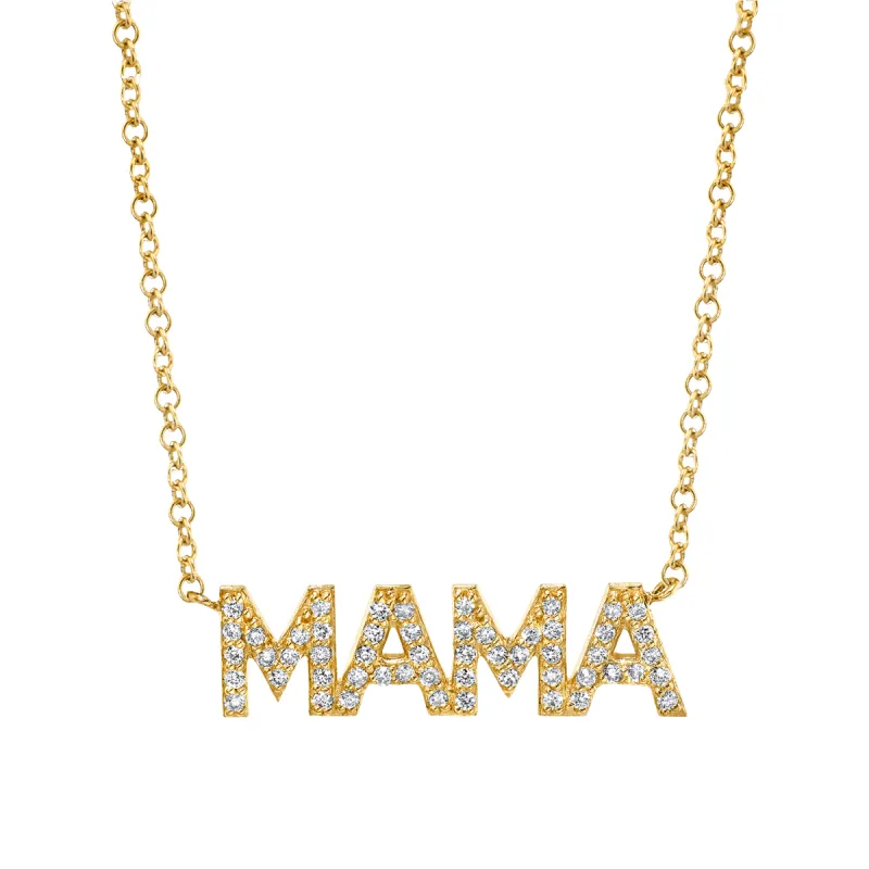 Diamond Pave Mama Necklace sold by Baby Gold