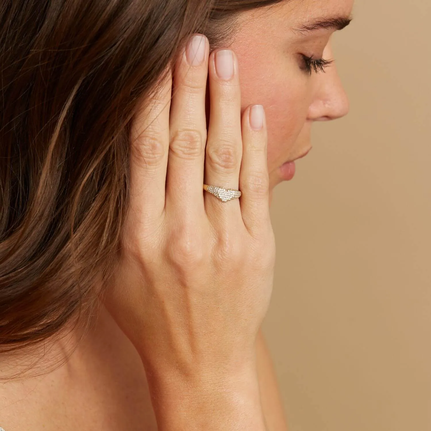 Diamond Heart Pave Signet Ring sold by Baby Gold product image thumbnail 5