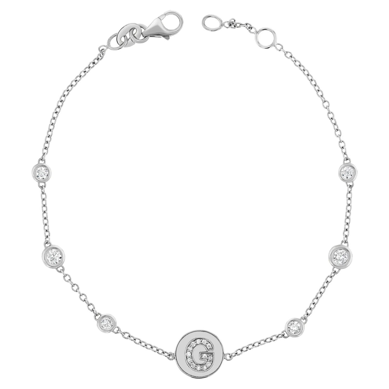 Diamond Bezel Strand Initial Letter Coin Bracelet sold by Baby Gold product image thumbnail 2