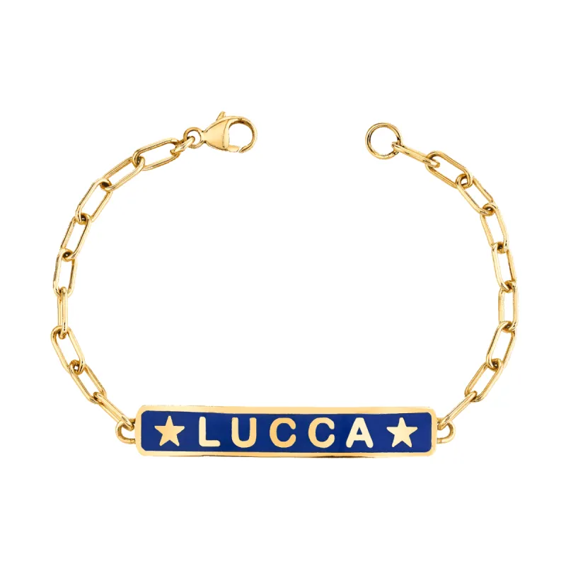 Enamel Star ID Bracelet sold by Baby Gold