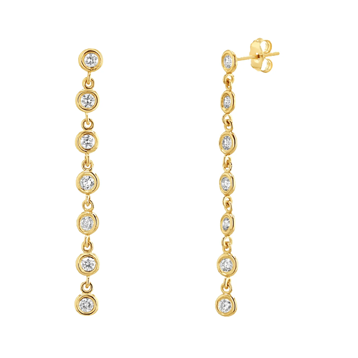 Diamond Bezel Chain Drop Earring sold by Baby Gold