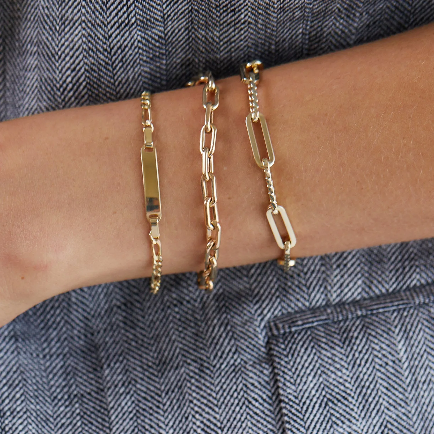 14K Twist Link Paper Clip Chain Bracelet sold by Baby Gold product image thumbnail 3