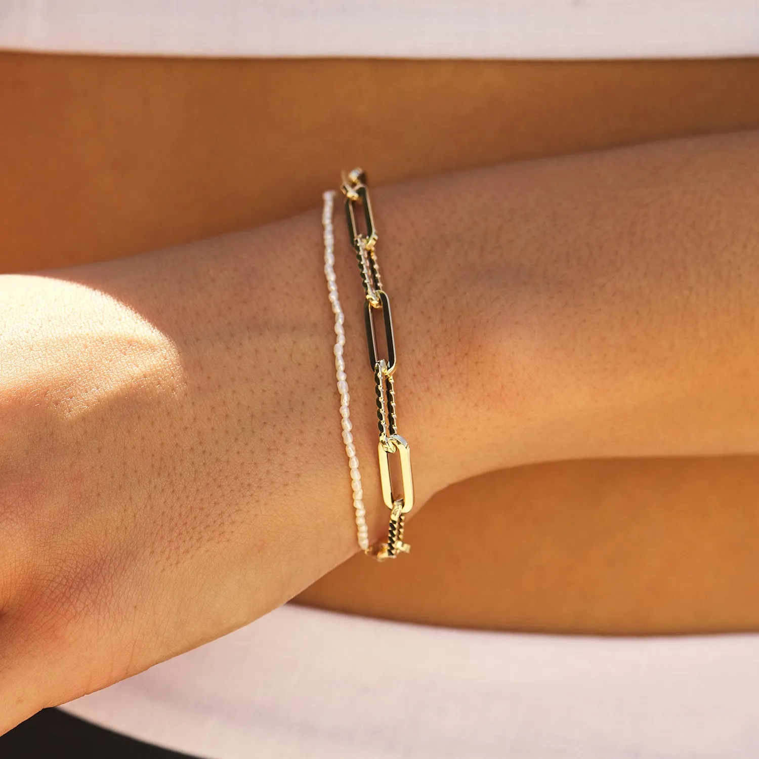 14K Twist Link Paper Clip Chain Bracelet sold by Baby Gold product image thumbnail 2
