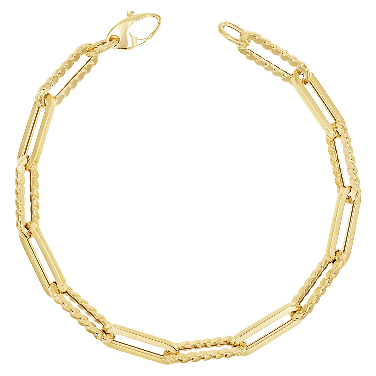 14K Twist Link Paper Clip Chain Bracelet sold by Baby Gold