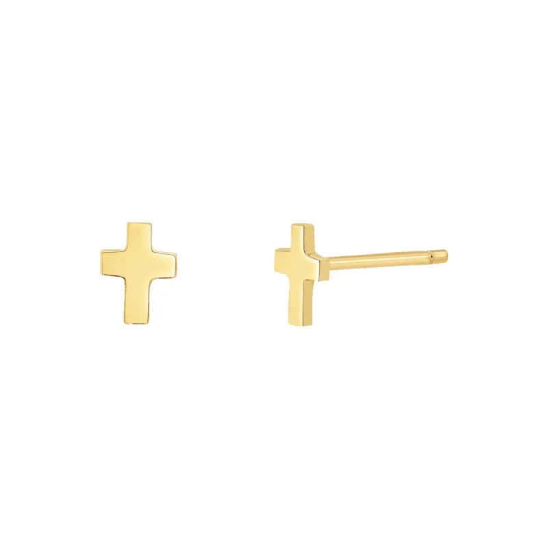 Mini Cross Stud Earrings sold by Baby Gold
