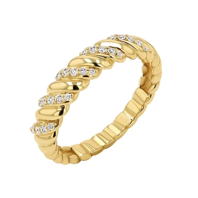 Wide Diamond Twist Ring sold by Baby Gold