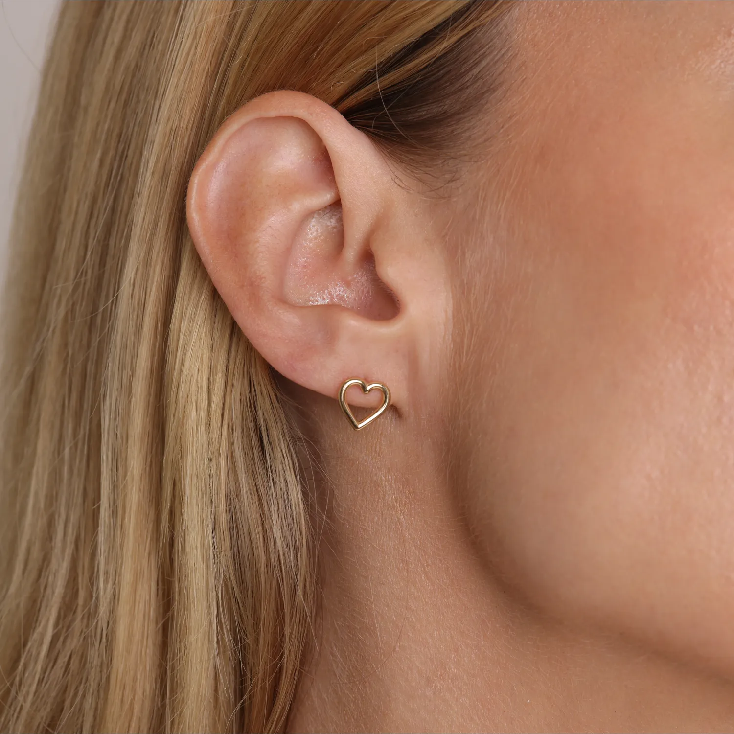 Open Heart Stud Earrings sold by Baby Gold product image thumbnail 5