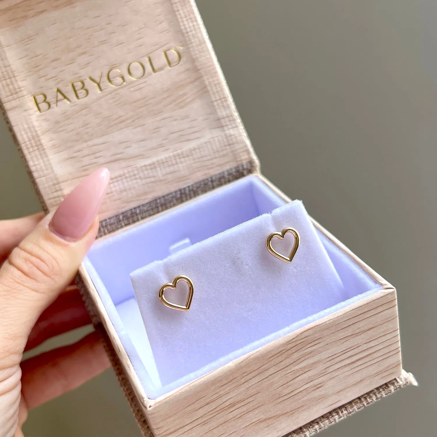 Open Heart Stud Earrings sold by Baby Gold product image thumbnail 4