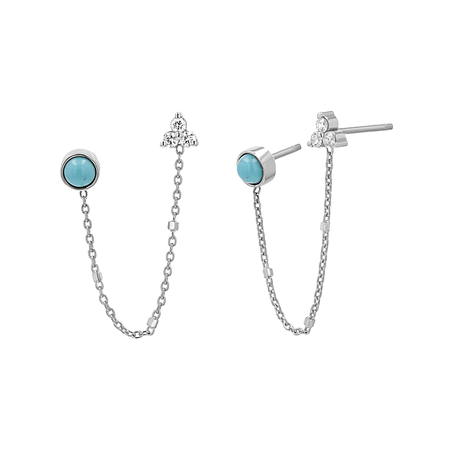 Turquoise & Diamond Duo Drop Earring sold by Baby Gold product image thumbnail 2