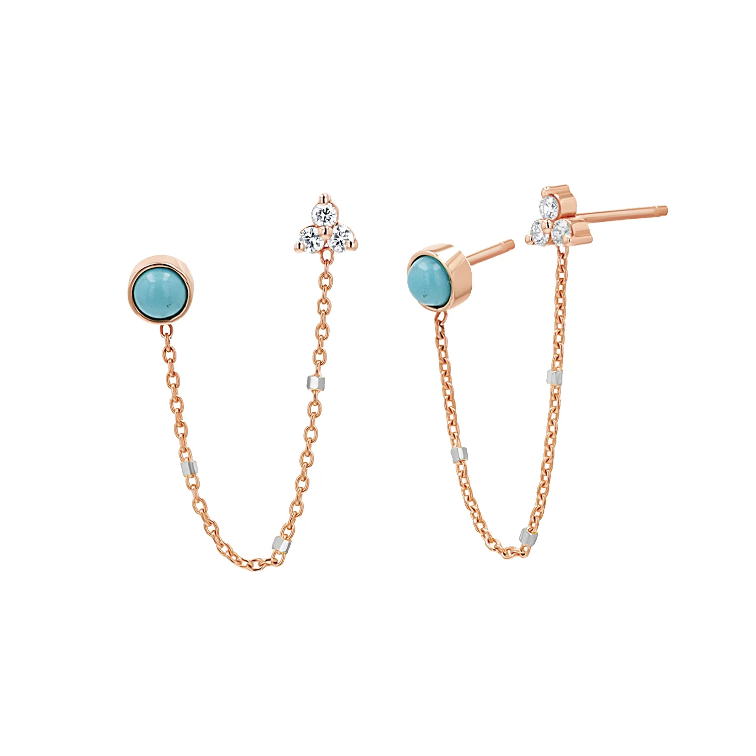 Turquoise & Diamond Duo Drop Earring sold by Baby Gold product image thumbnail 3
