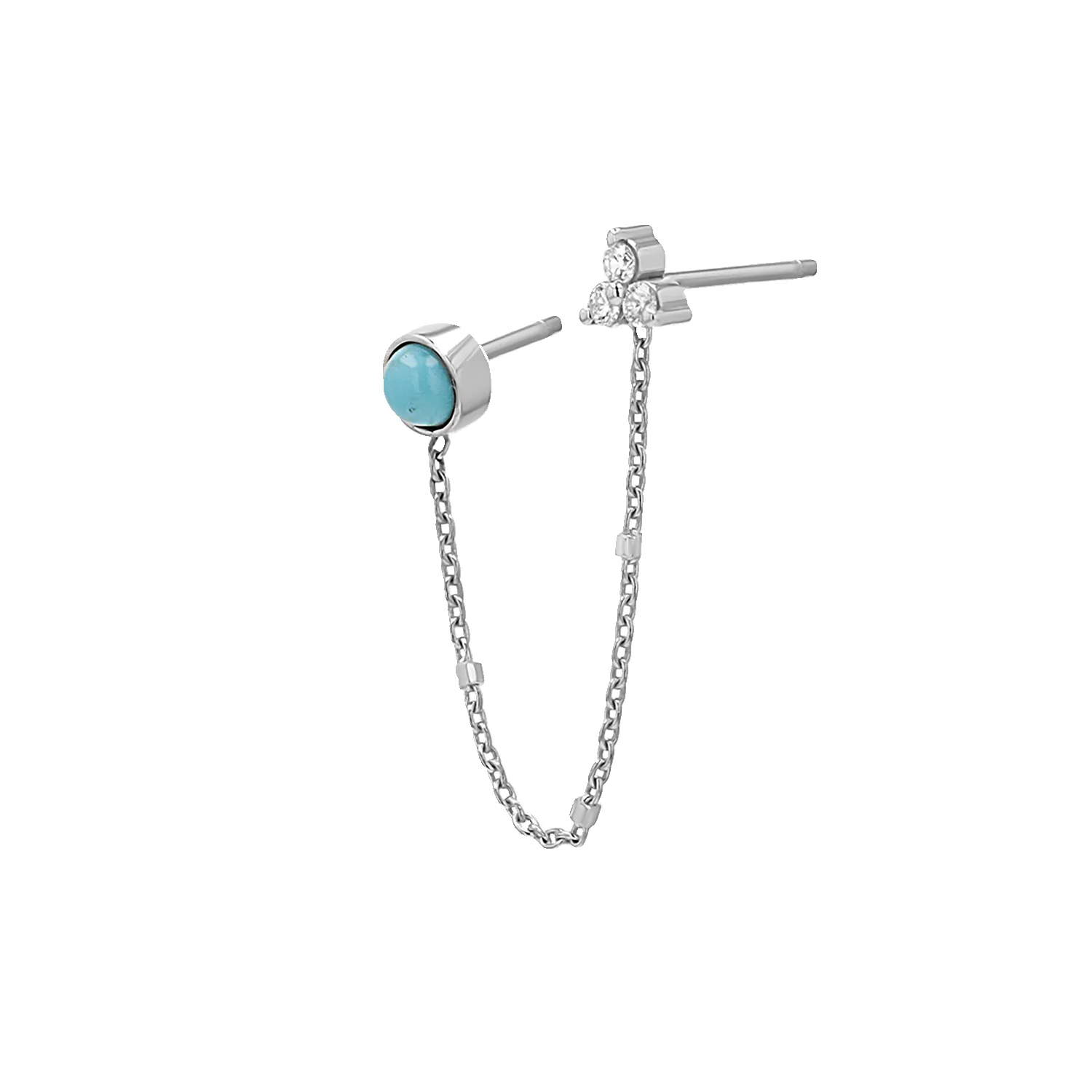 Turquoise & Diamond Duo Drop Earring sold by Baby Gold product image thumbnail 5