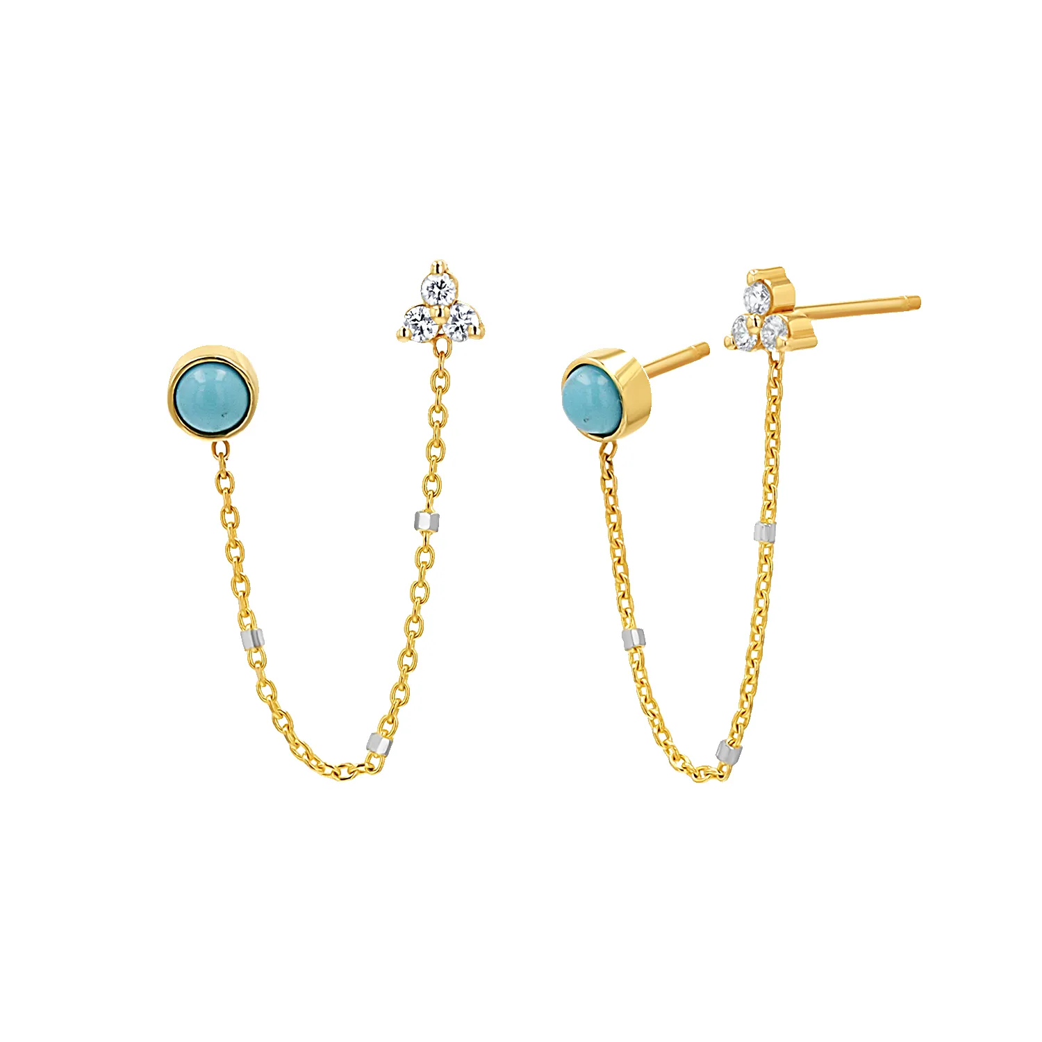 Turquoise & Diamond Duo Drop Earring sold by Baby Gold