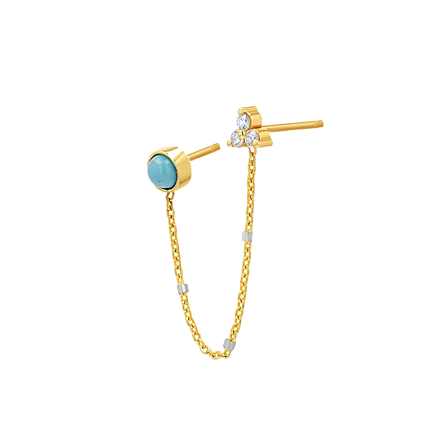 Turquoise & Diamond Duo Drop Earring sold by Baby Gold product image thumbnail 4