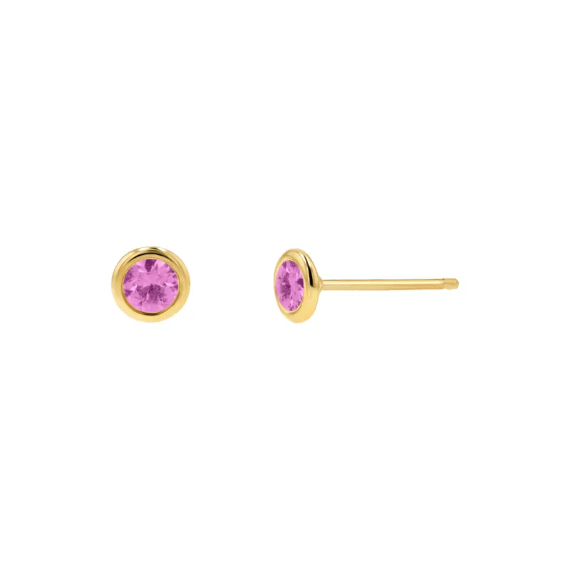 Gemstone Solitaire Bezel Studs sold by Baby Gold