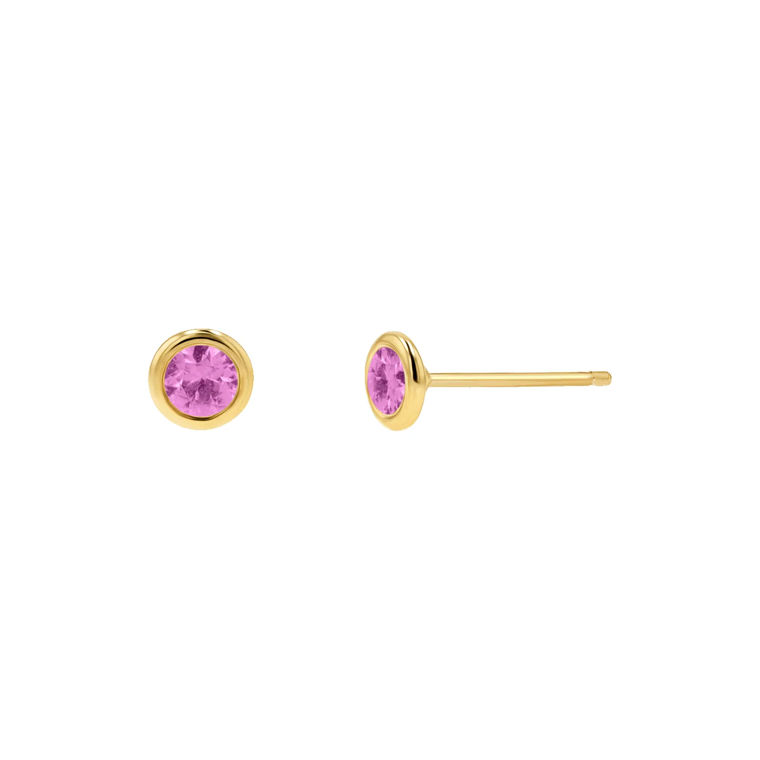 Gemstone Solitaire Bezel Studs sold by Baby Gold