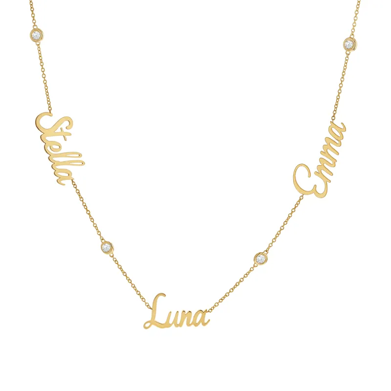 Diamond Bezel Custom Name Necklace sold by Baby Gold