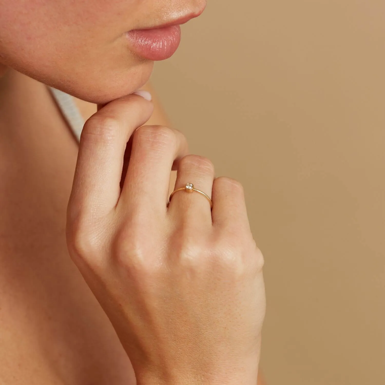 Solitaire Bezel Diamond Ring sold by Baby Gold product image thumbnail 4