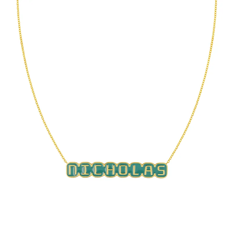 Retro Enamel Name Necklace sold by Baby Gold