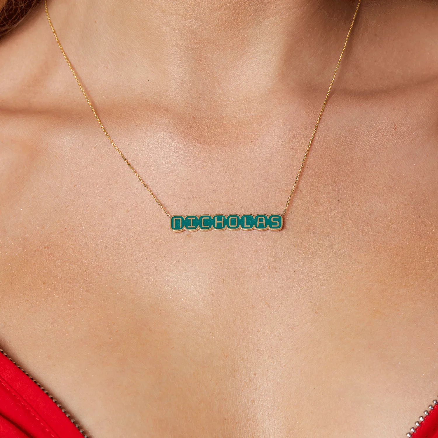 Retro Enamel Name Necklace sold by Baby Gold product image thumbnail 5