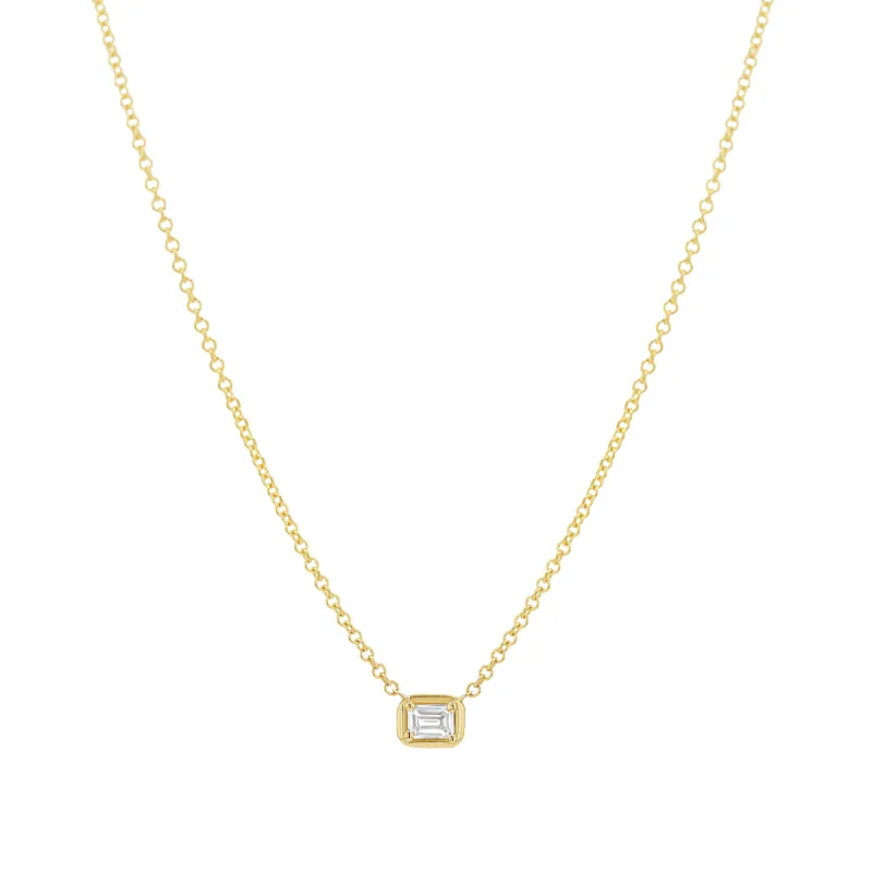 Emerald Diamond Solitaire Necklace sold by Baby Gold