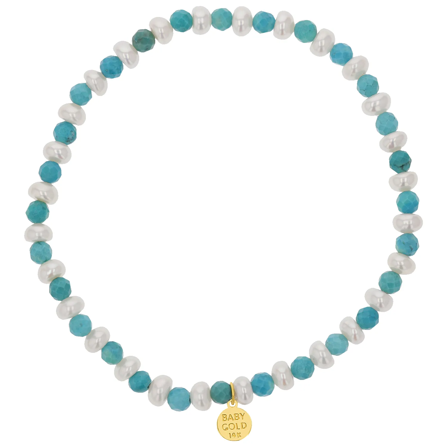 Turquoise Magnesite & Pearl Beaded Bracelet sold by Baby Gold
