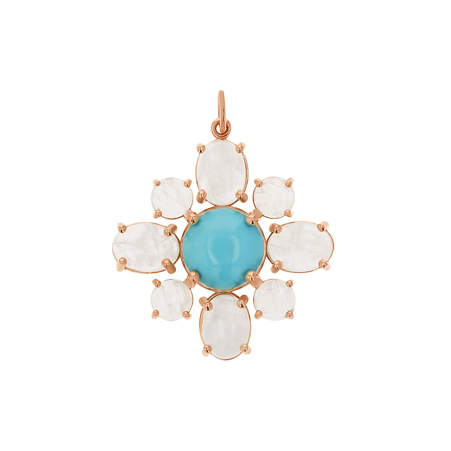 Genuine Turquoise Moonstone Fleur Charm sold by Baby Gold product image thumbnail 3