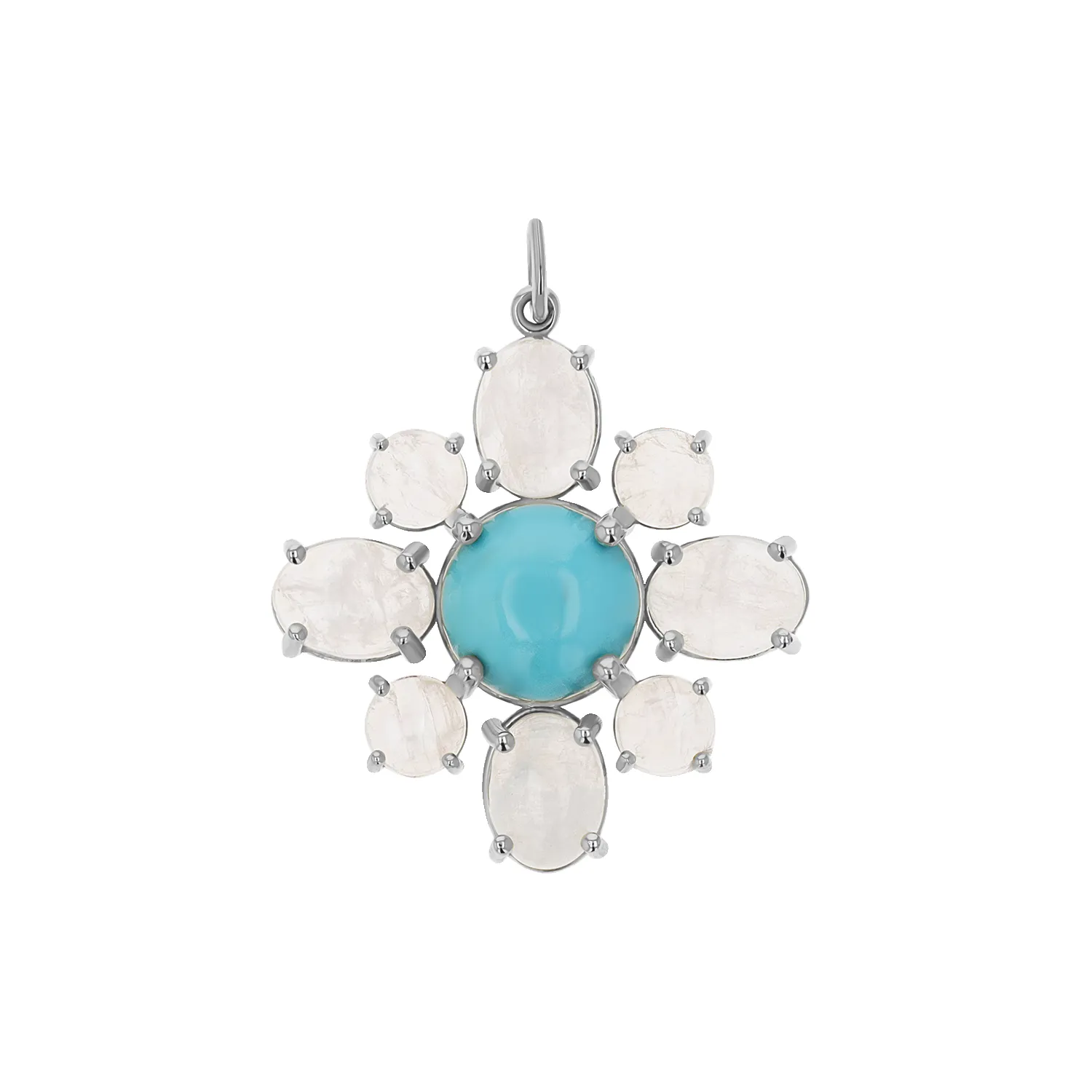 Genuine Turquoise Moonstone Fleur Charm sold by Baby Gold product image thumbnail 2
