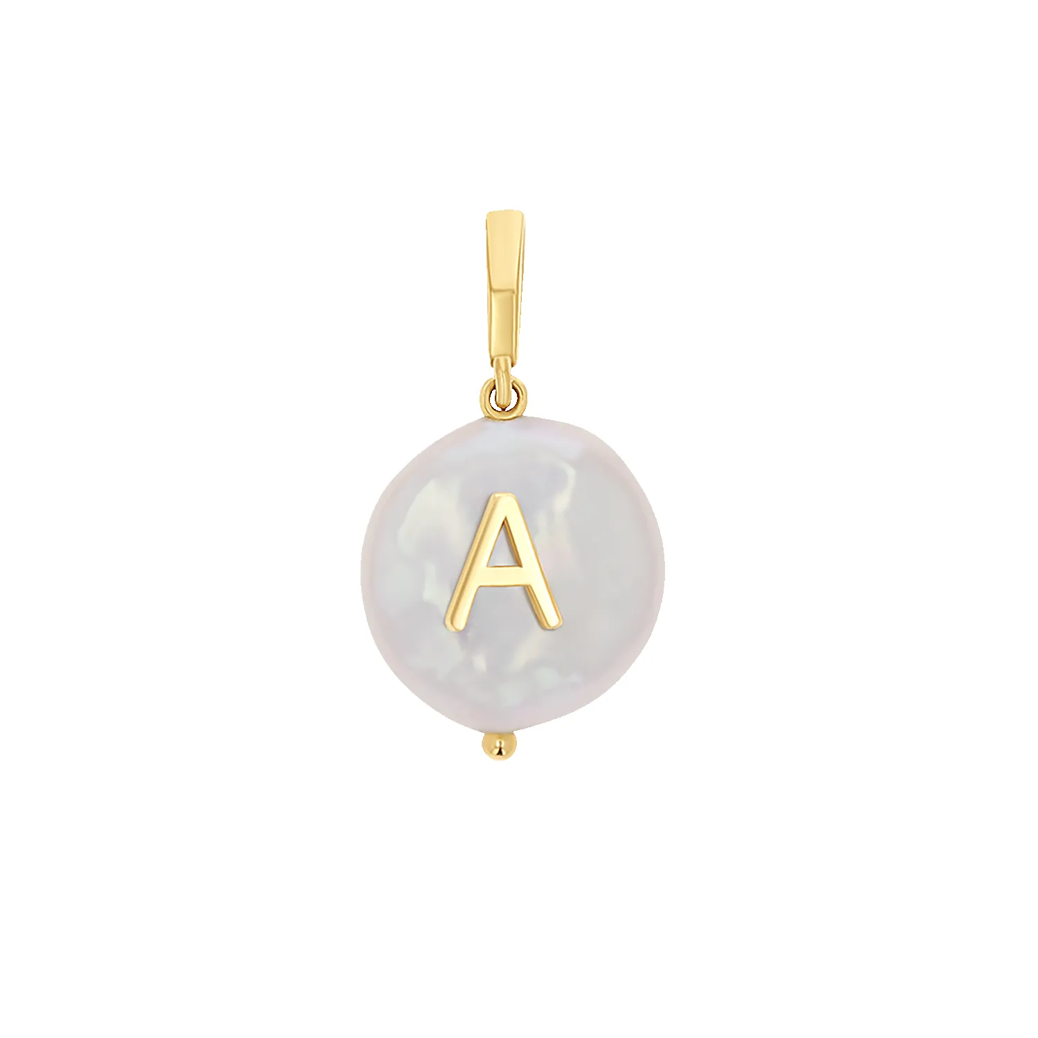 Coin Pearl Initial Charm sold by Baby Gold