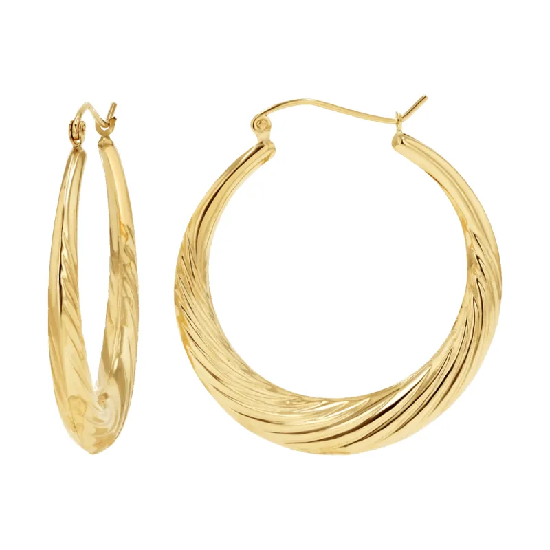 Large Croissant Twist Hoop Earrings sold by Baby Gold