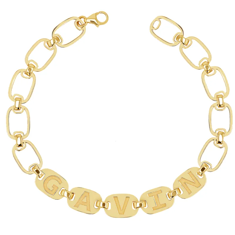 Custom Chain Link Name Bracelet sold by Baby Gold