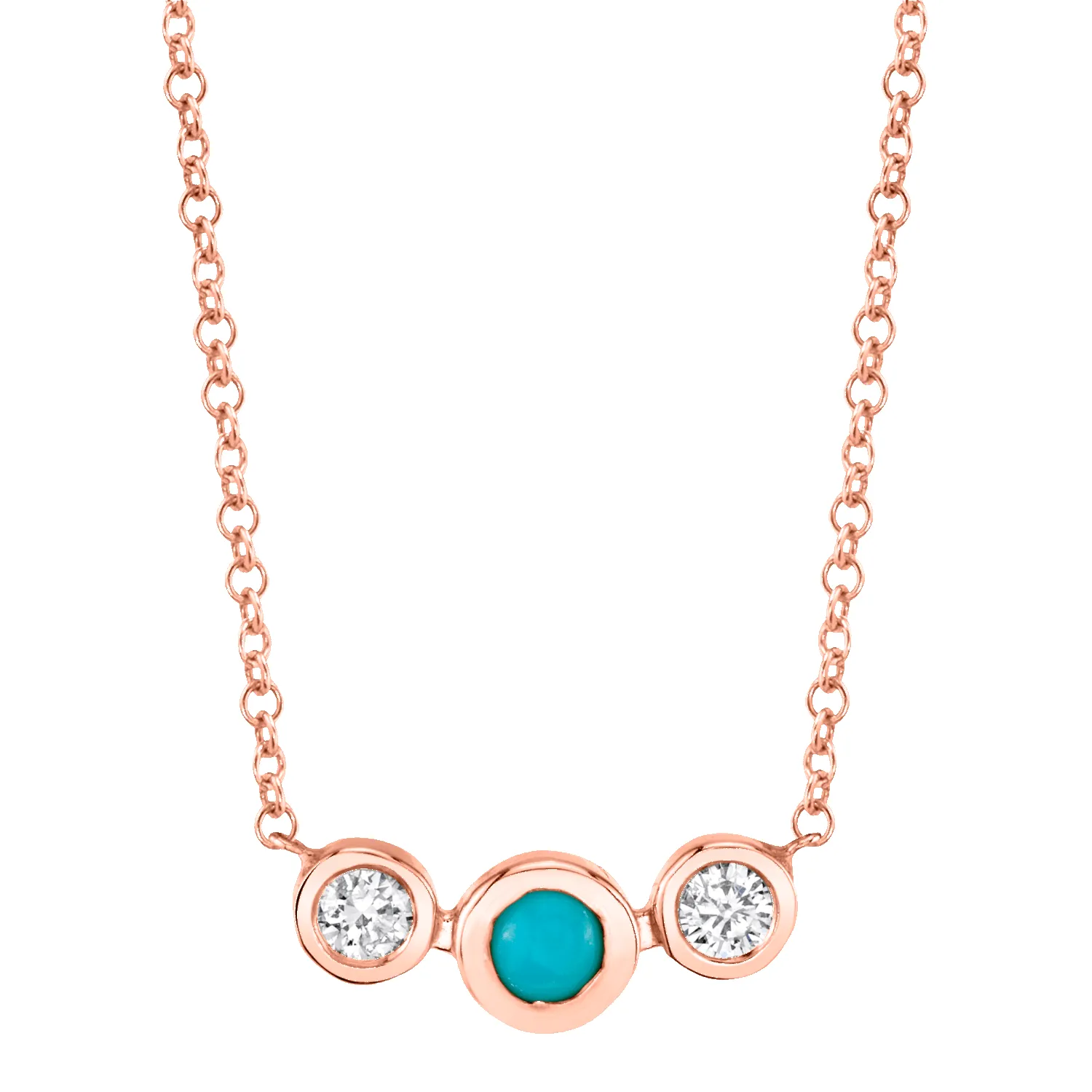 Turquoise Diamond Bezel Necklace sold by Baby Gold product image thumbnail 3
