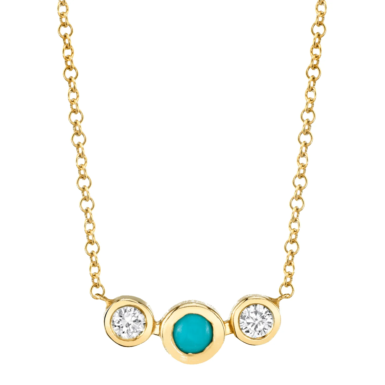 Turquoise Diamond Bezel Necklace sold by Baby Gold