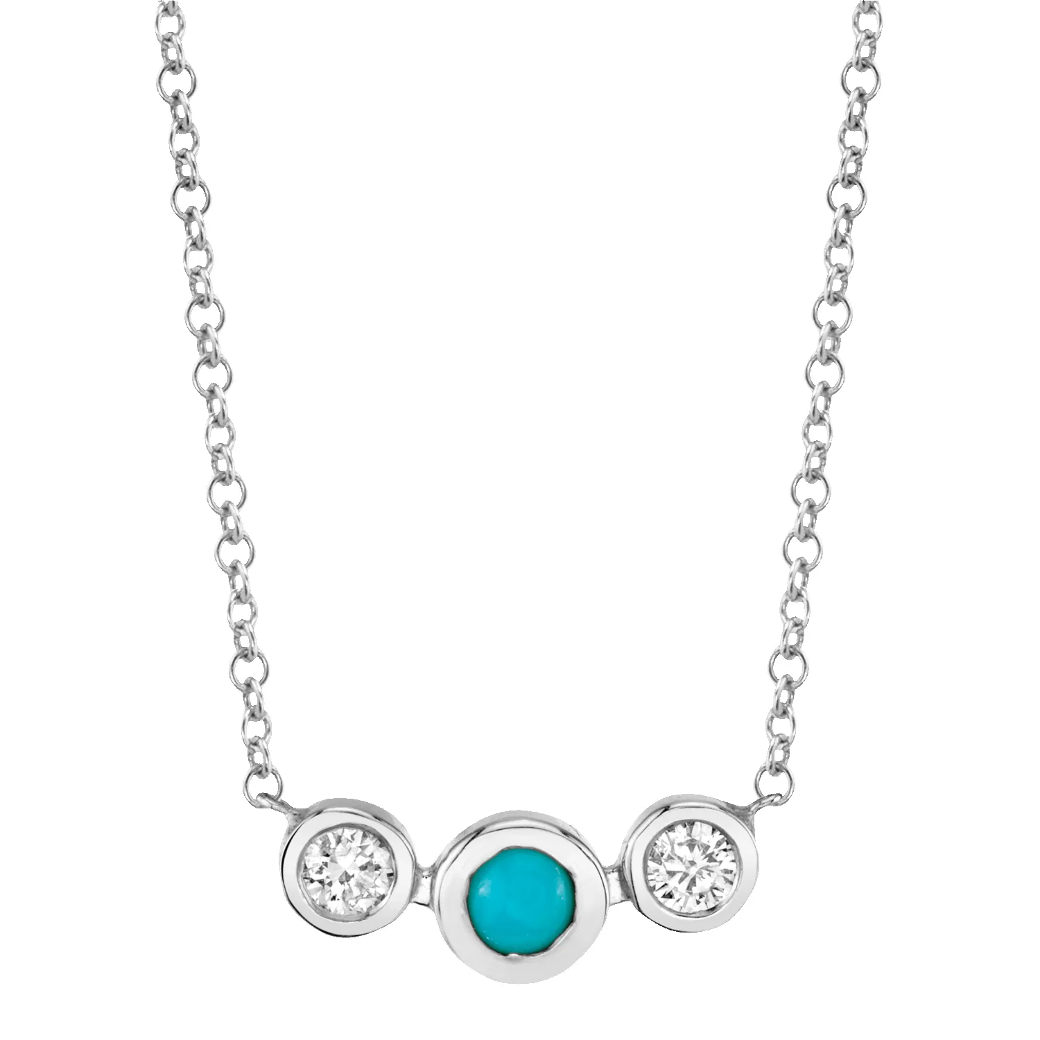Turquoise Diamond Bezel Necklace sold by Baby Gold product image thumbnail 2