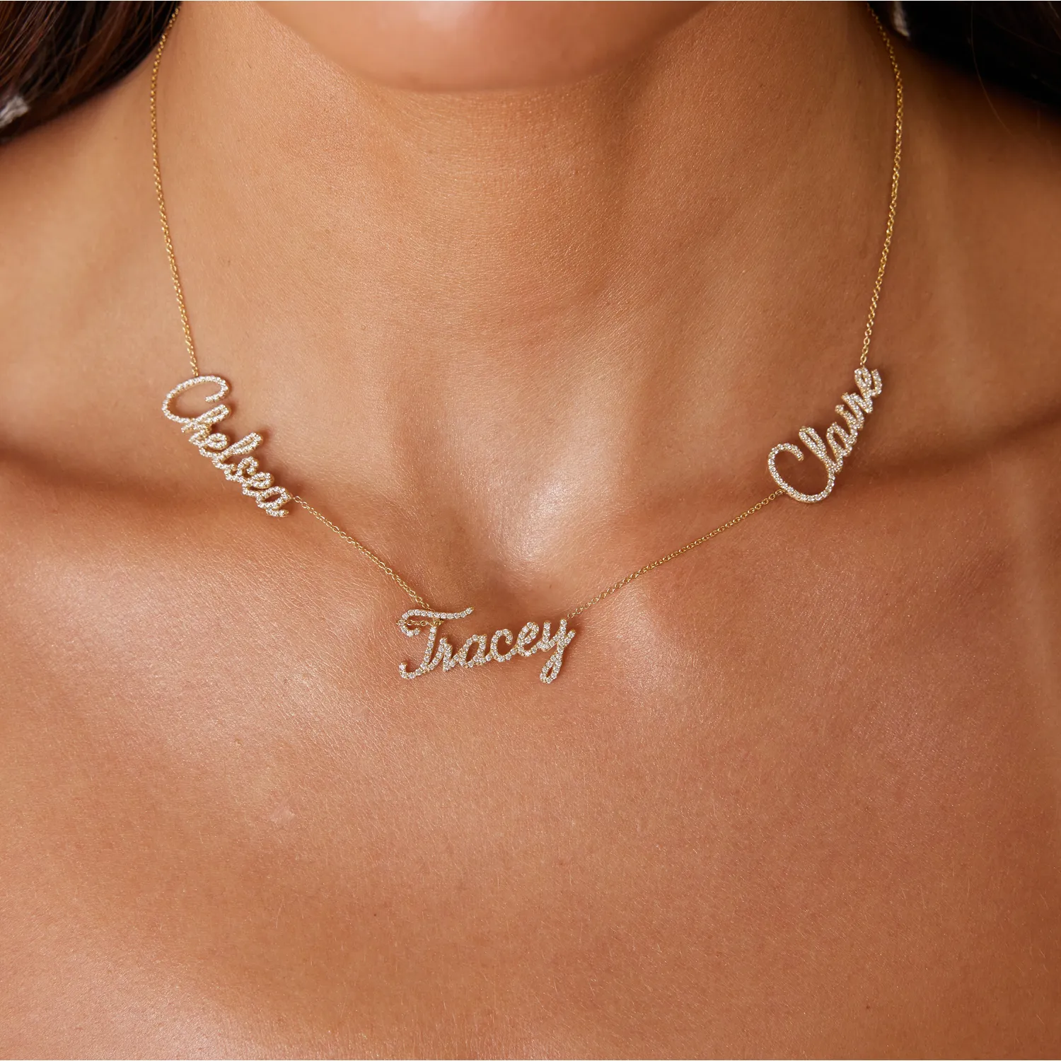 Multi Diamond Custom Script Name Necklace sold by Baby Gold product image thumbnail 5