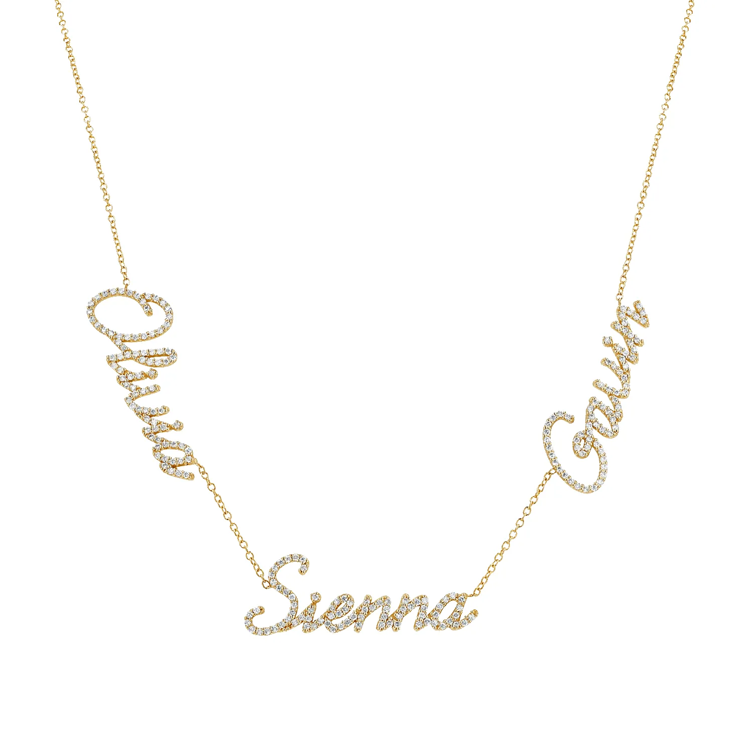 Multi Diamond Custom Script Name Necklace sold by Baby Gold