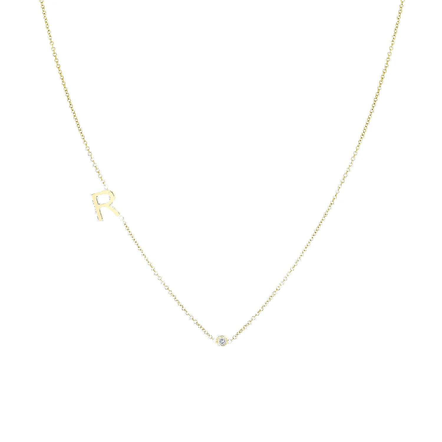 Single Letter Diamond Bezel Necklace sold by Baby Gold