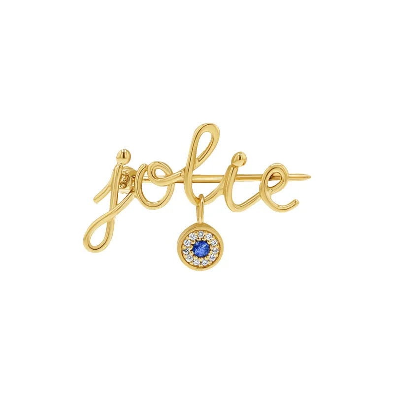 Mini Letter Name Pin with Round Eye Charm sold by Baby Gold