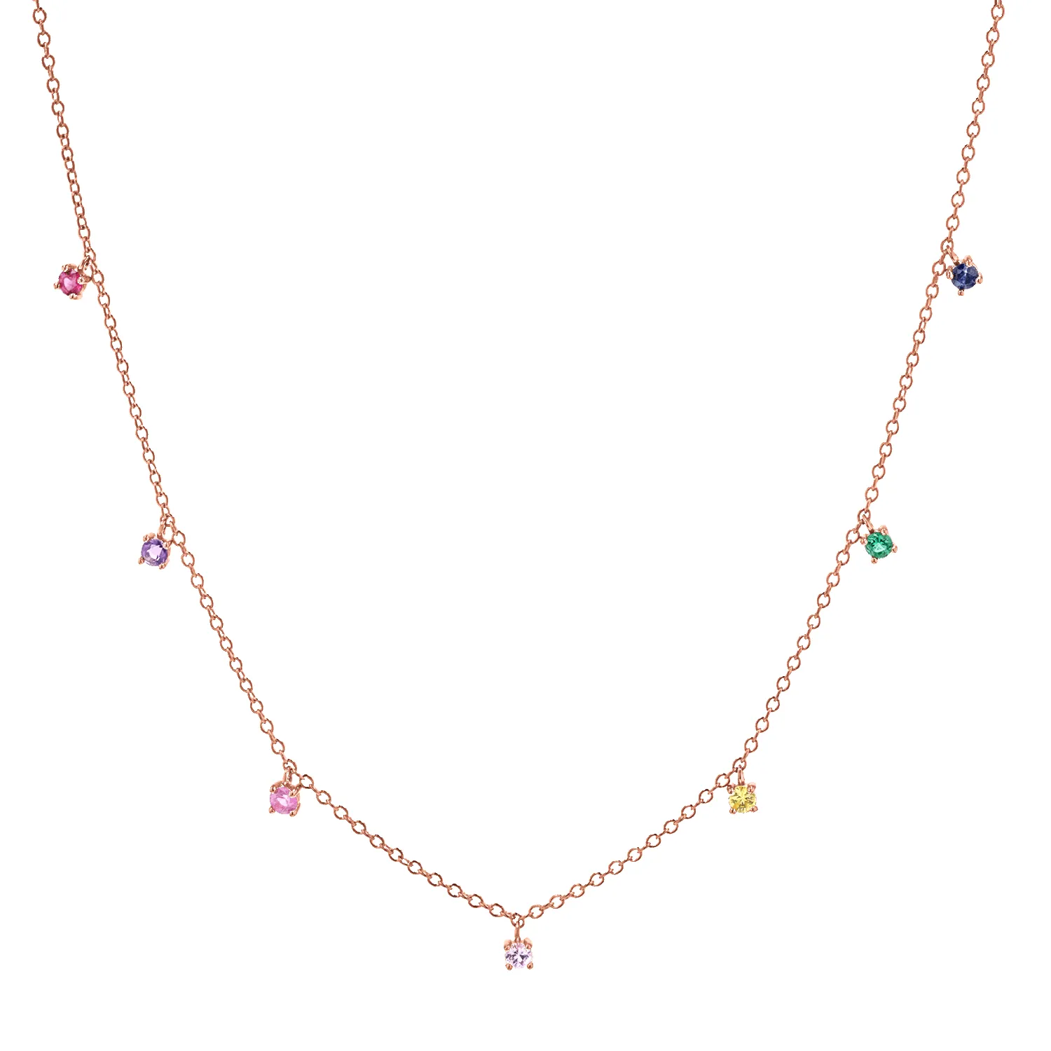 Rainbow Gemstone Drop Necklace sold by Baby Gold product image thumbnail 3