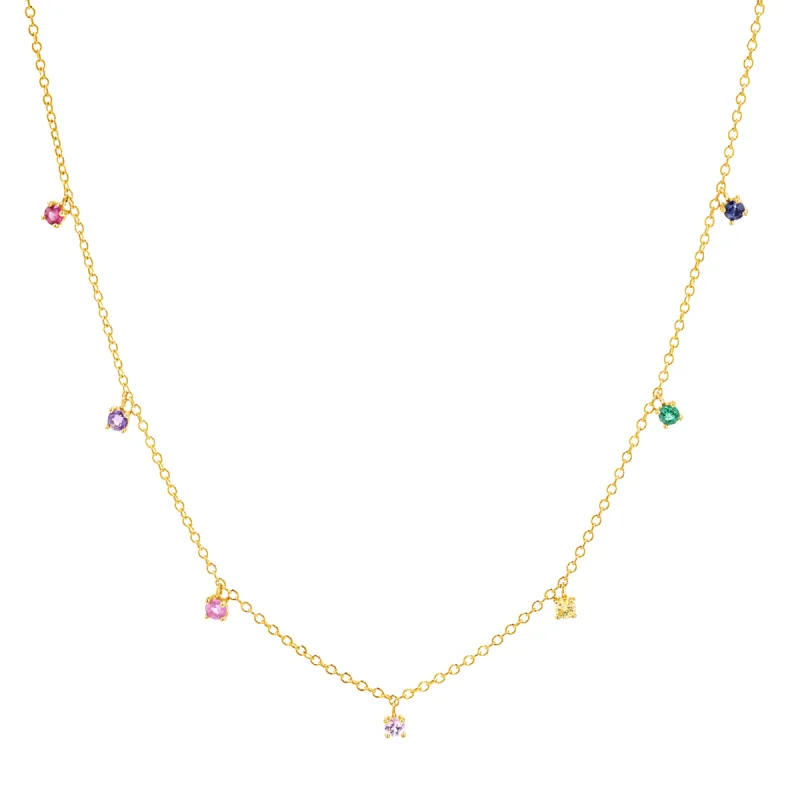 Rainbow Gemstone Drop Necklace sold by Baby Gold