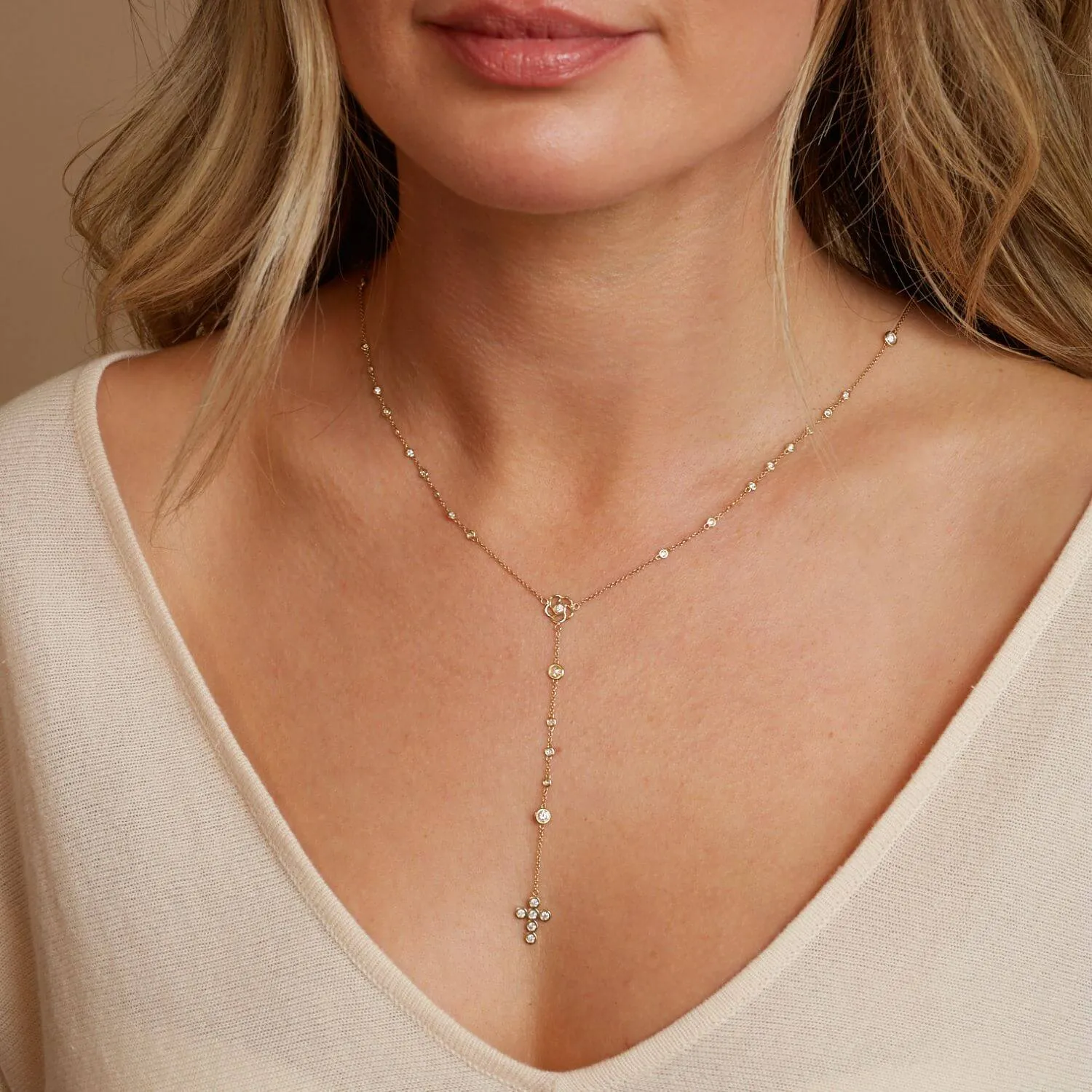 Diamond Rosary Necklace sold by Baby Gold product image thumbnail 4