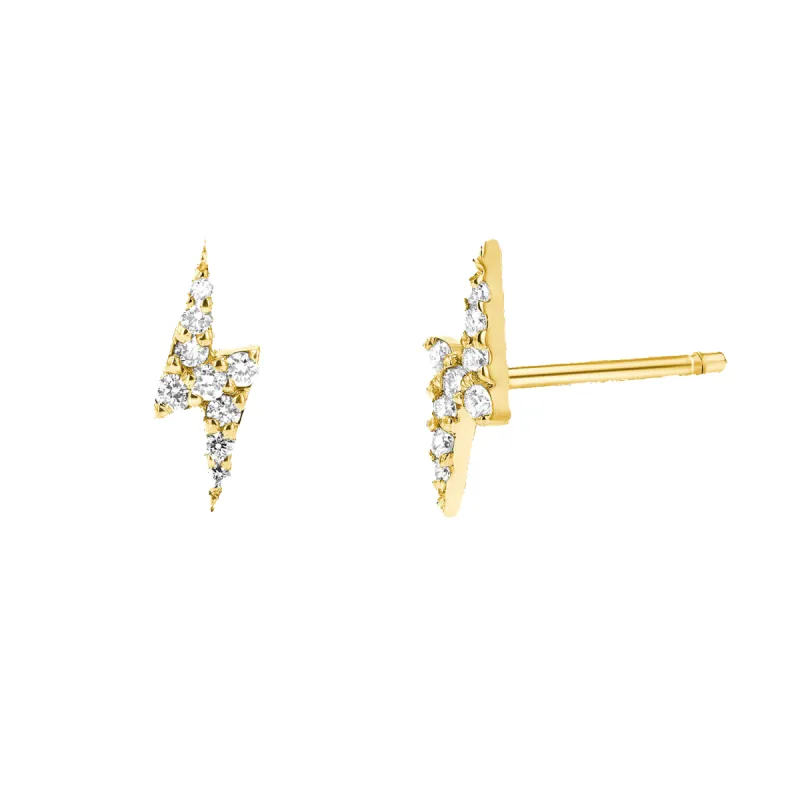 Diamond Lightning Bolt Stud Earrings sold by Baby Gold