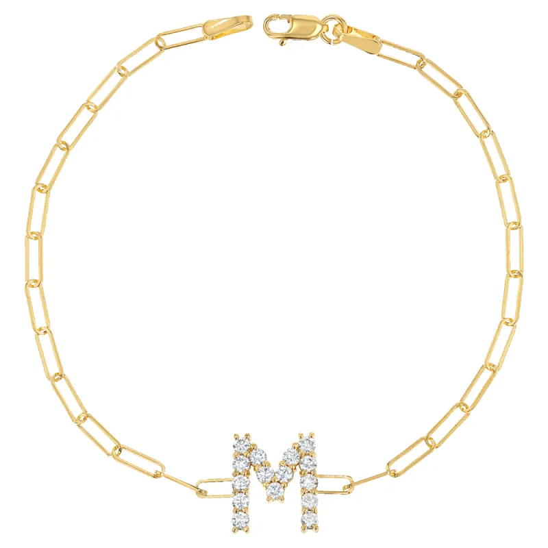 Grand Initial Paper Clip Bracelet sold by Baby Gold