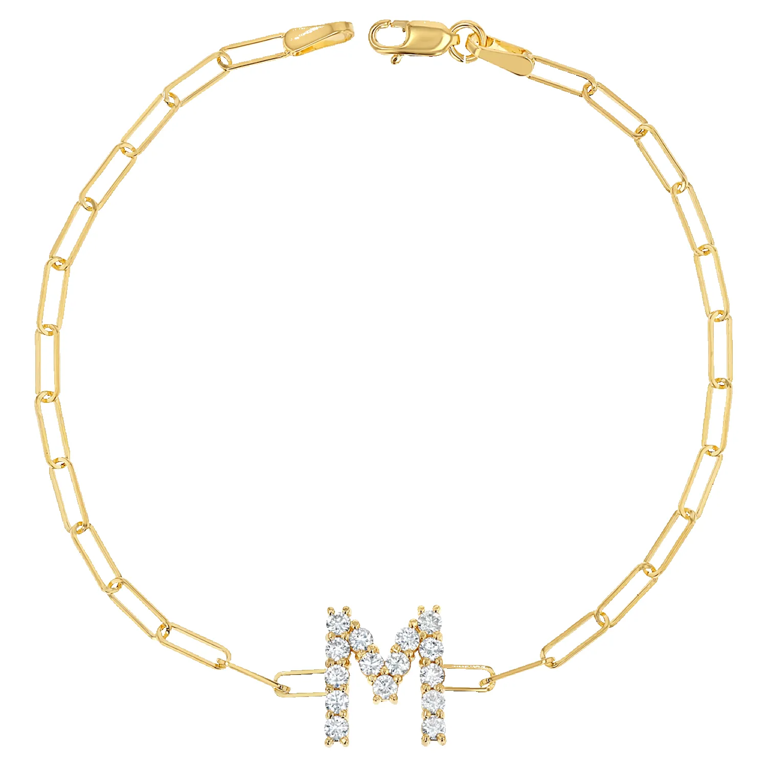 Grand Initial Paper Clip Bracelet sold by Baby Gold