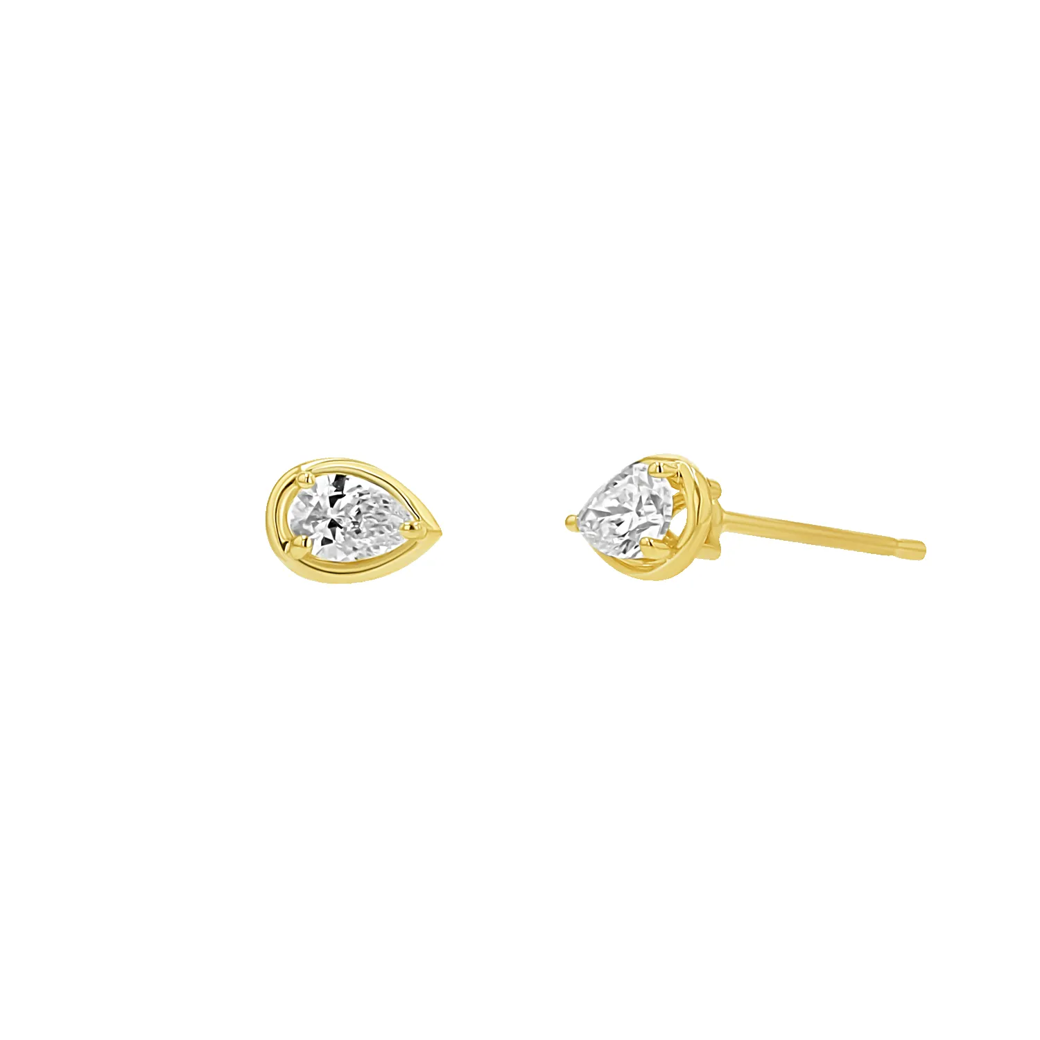 Pear Diamond Stud Earrings sold by Baby Gold