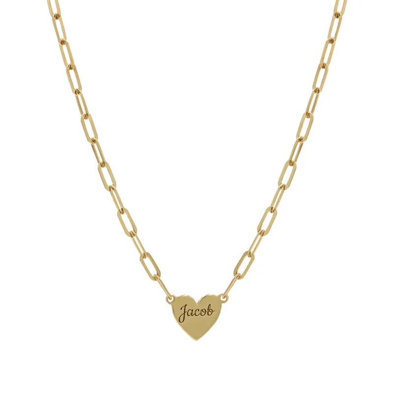 Engravable Multi Heart Paper Clip Necklace sold by Baby Gold