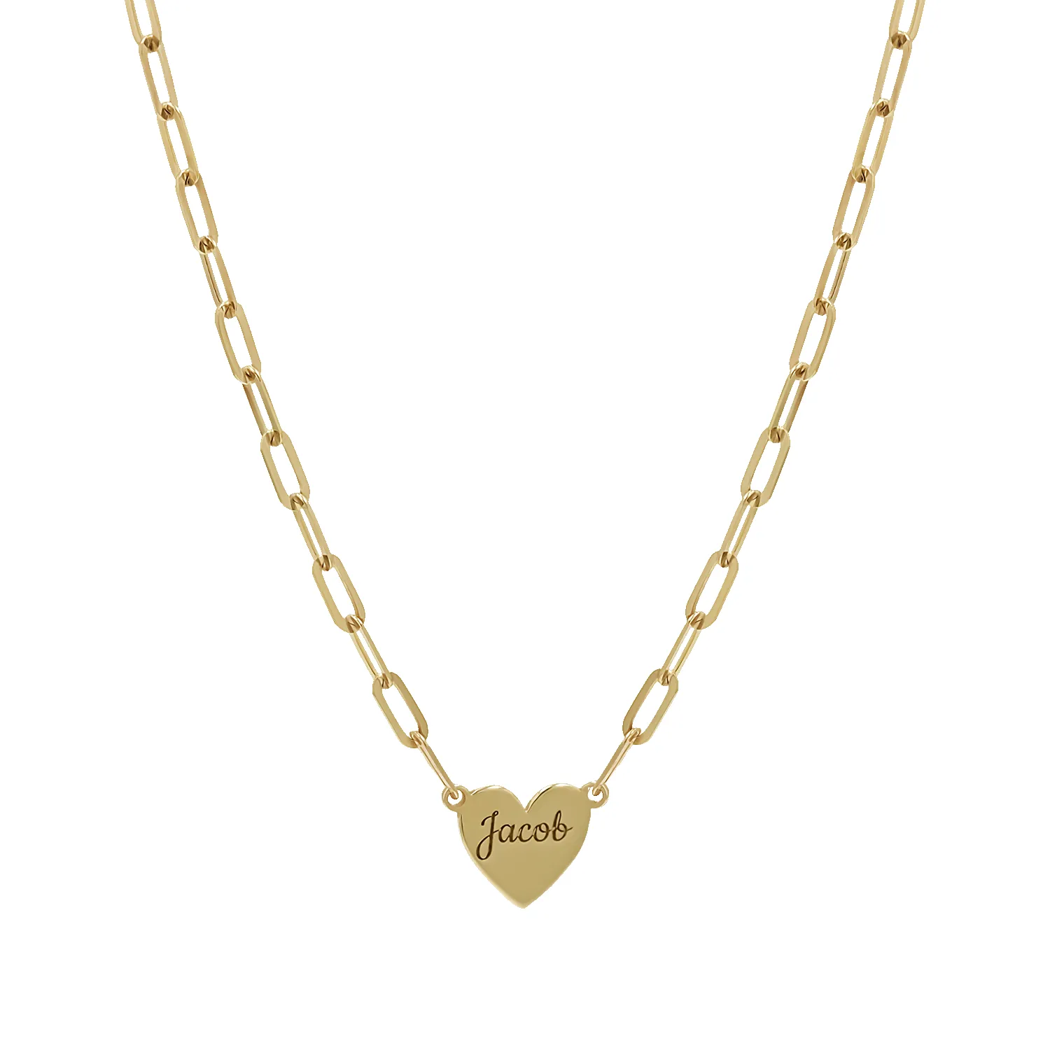 Engravable Multi Heart Paper Clip Necklace sold by Baby Gold