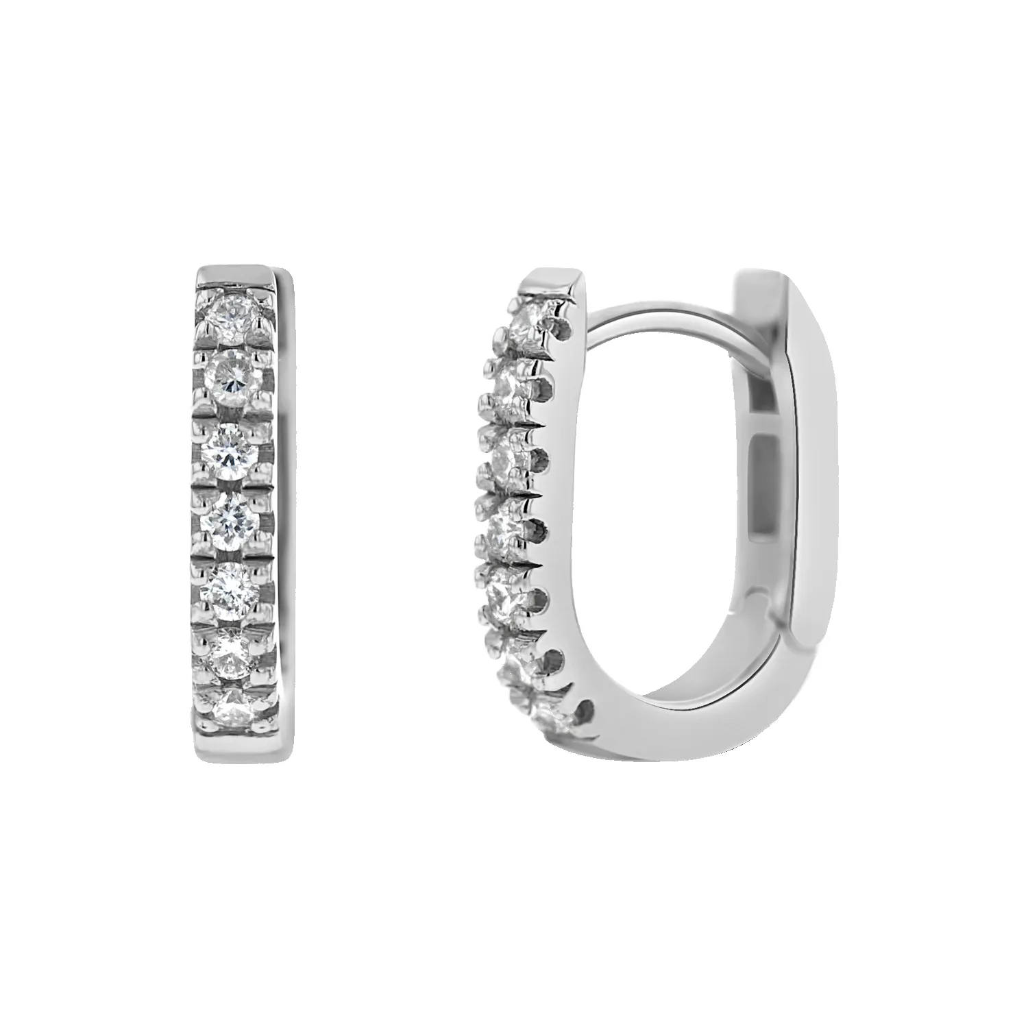 Petit Diamond U-Pave Paper Clip Huggie Earrings sold by Baby Gold product image thumbnail 2