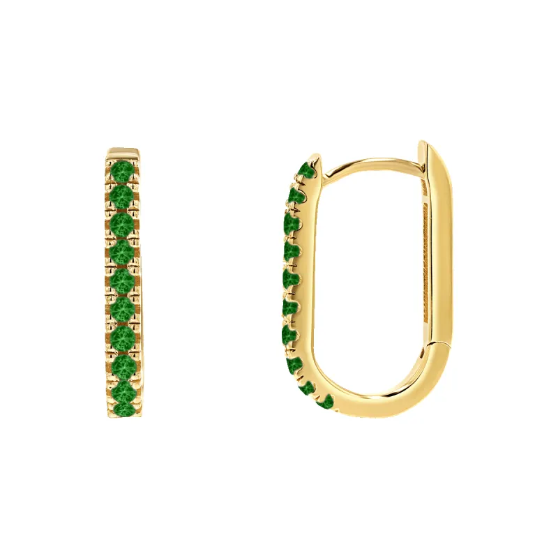 Gemstone Pave Paper Clip Huggie Earrings sold by Baby Gold