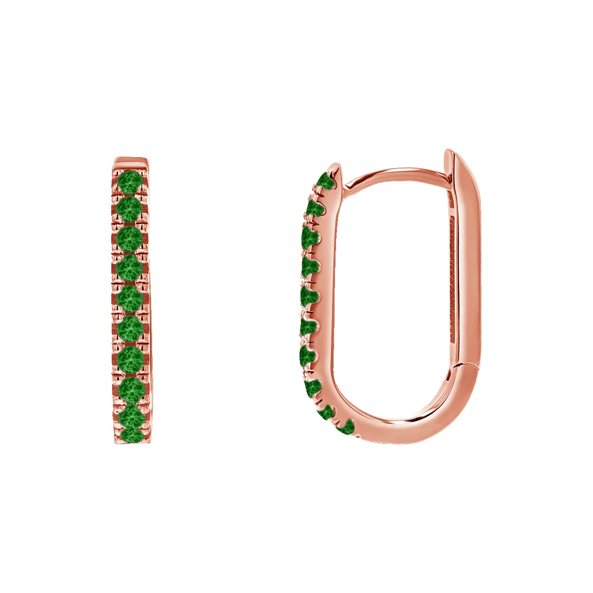 Gemstone Pave Paper Clip Huggie Earrings sold by Baby Gold product image thumbnail 3