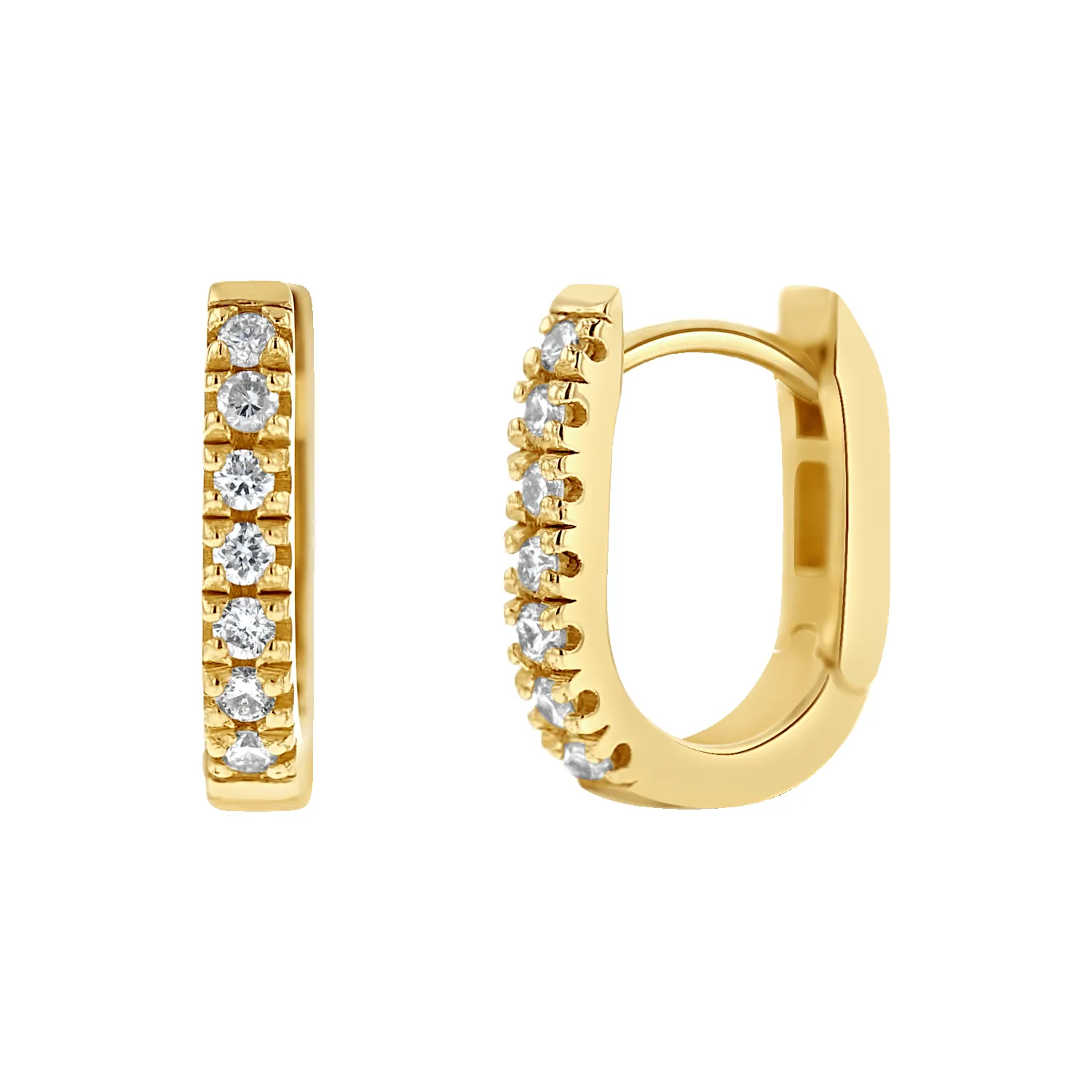 Petit Diamond U-Pave Paper Clip Huggie Earrings sold by Baby Gold